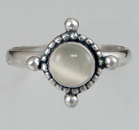 Sterling Silver Dainty Gemstone Ring With White Moonstone Size 9